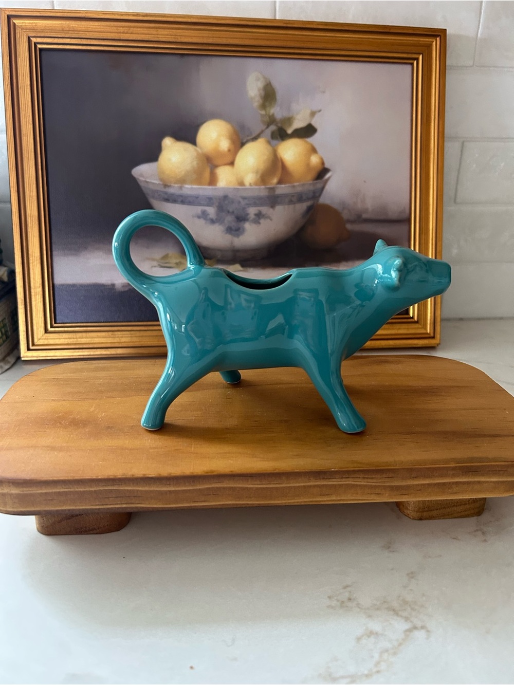 Ceramic Cow Creamer in Teal